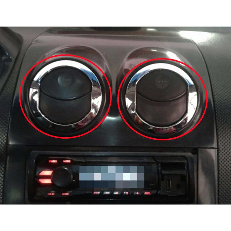 2 PCS For Chevrolet AVEO Chrome Air Conditioning Outlet Decorative Cover Dash A/C Vent Trim Ring