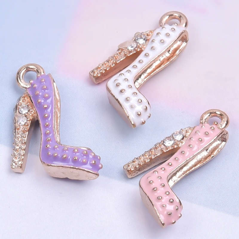 2Pcs 20x16mm Enamel Drop Oil High Heels Charms Pendant - PINK