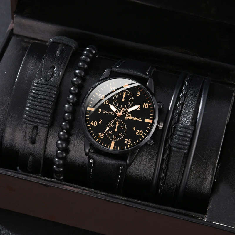 4pcs Quartz Watches Bracelet Watch Set - Rose Gold