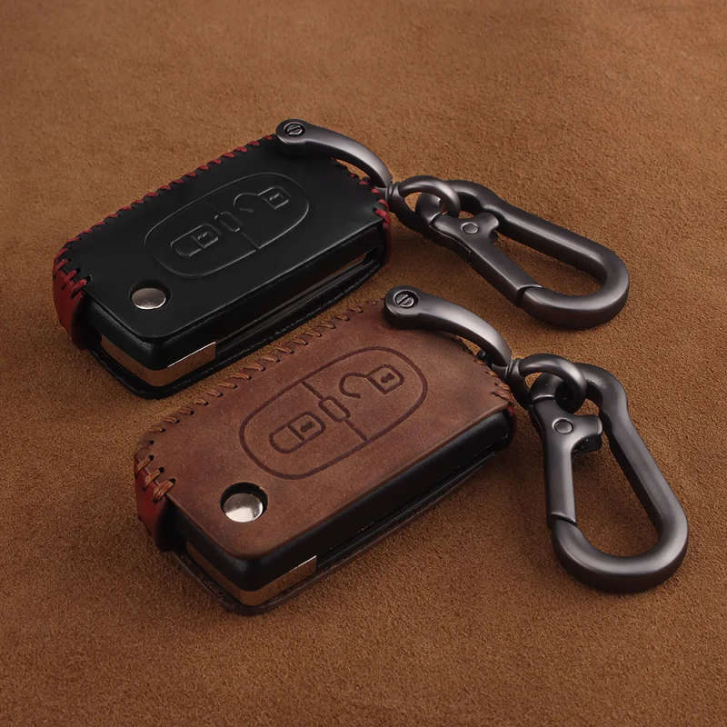 Remote 2 Buttons Car key Leather Styling Case Cover For PEUGEOT 207 307 407 408/CITROEN C2 C3 C4 C5