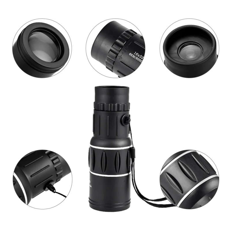 HD Scope 16x52 Dual Focus Monocular Telescope Hunting Handheld with Pouch