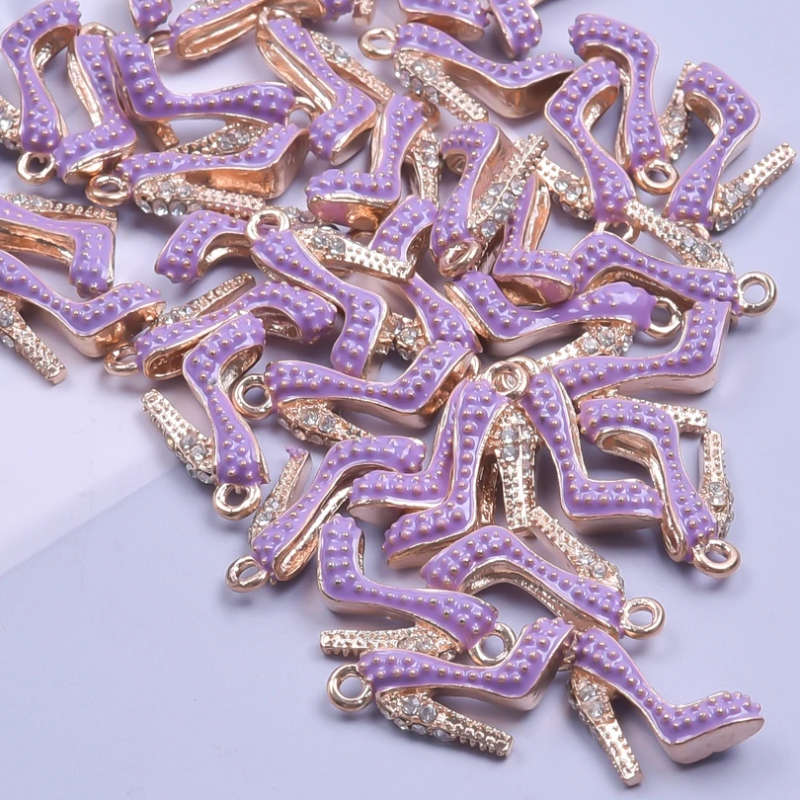 2Pcs 20*16mm Enamel Drop Oil High Heels Charms Pendant - PURPLE