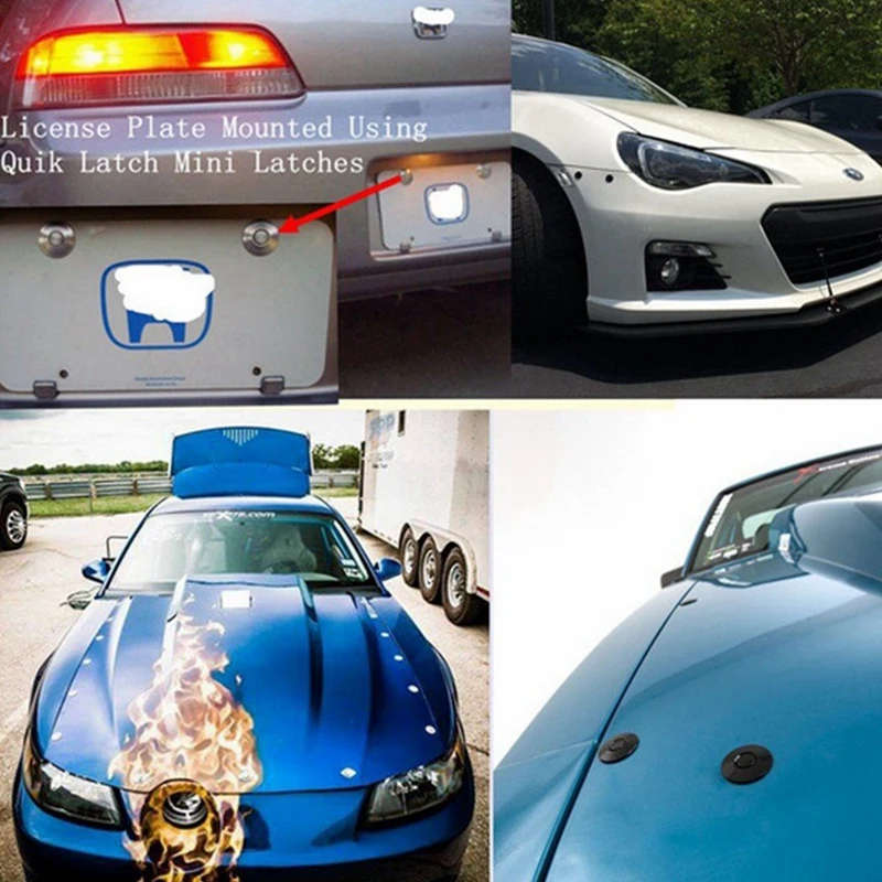 4X Quick Release Latch License Plate Lock Clip 1.25 Inch Diameter Car Hood Pins Lock Clip Kit