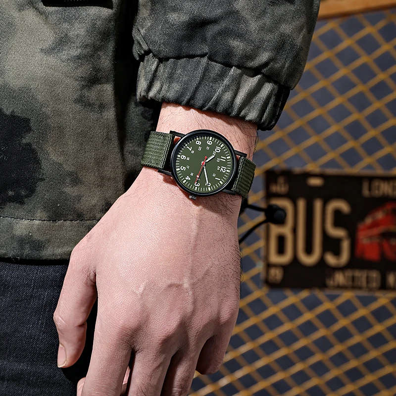 Luminous Nylon Band Military Watch Men Watches Army  Watch - BLACK