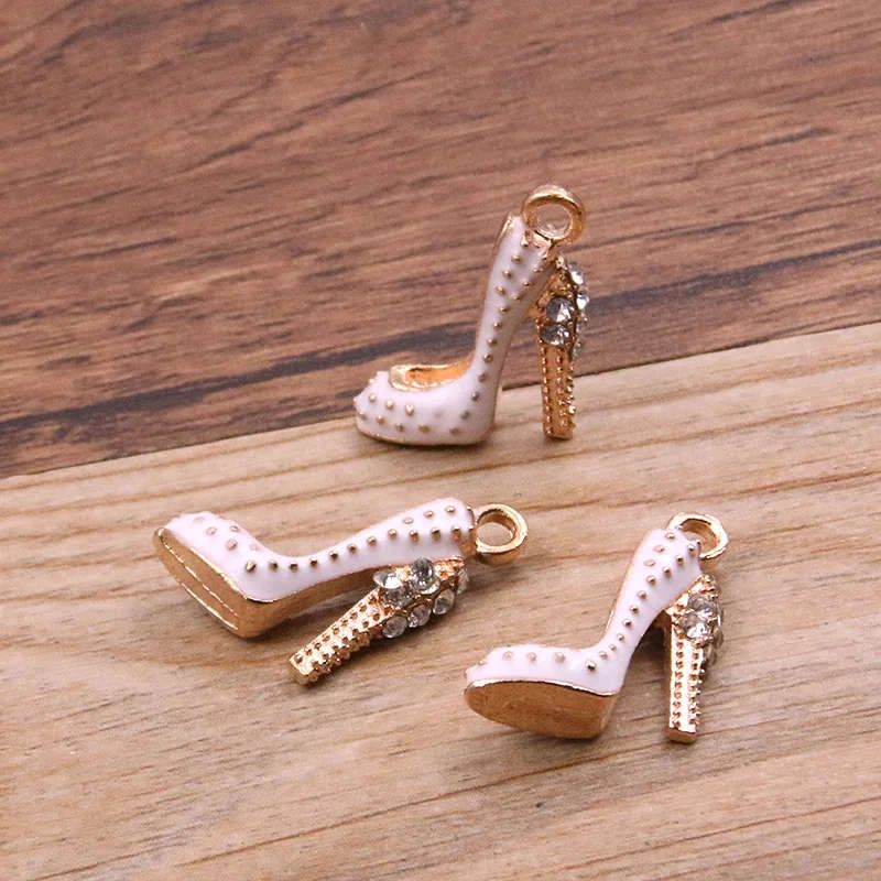 2Pcs 20*16mm Enamel Drop Oil High Heels Charms Pendant - WHITE