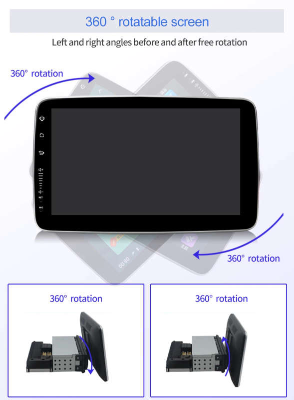 1Din 10inch Universal Android Car Multimedia Player 360Rotatable Touch Screen Removable Car Radio