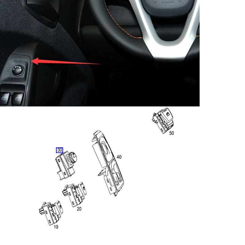 1 pcs For Mercedes Benz SMART 451 Fortwo 2007-2015 Electric Rearview Mirror Switch Button Knob