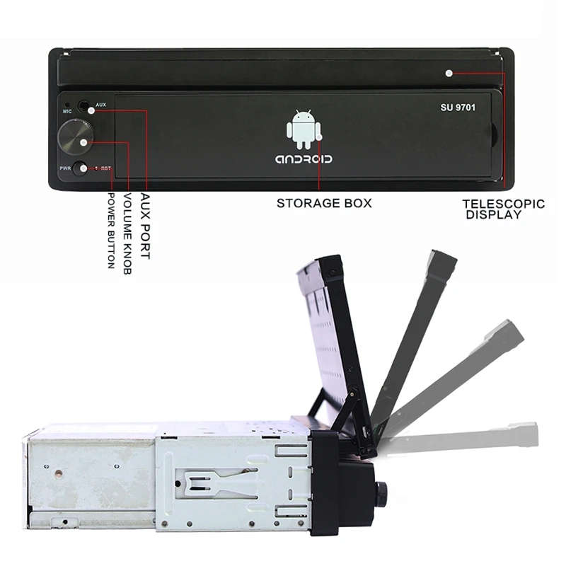 SU 9701 7 inch HD Foldable Universal Car Android Radio Receiver MP5 Player, Support FM & Bluetooth