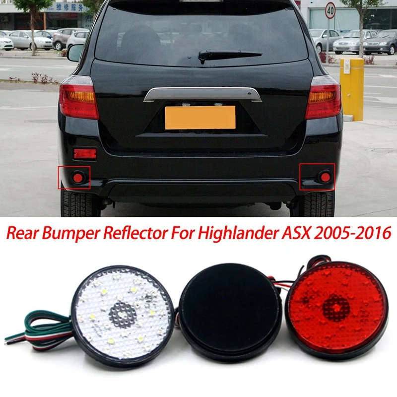 5.8CM Round LED Rear Bumper Reflector Tail Light Brake Lamp For Toyota Highlander Mitsubithi ASX