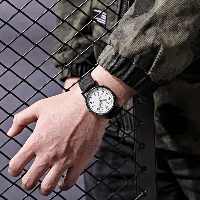 Luminous Nylon Band Military Watch Men Watches Army  Watch - BLACK
