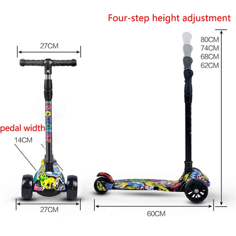 Children Scooter 3 Wheel Scooter with Flash Wheels Kick