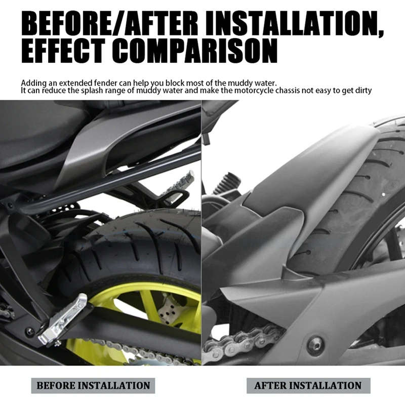Motorcycle Rear Fender Mudguard Extender Extension For YAMAHA MT-07 MT 07 2013-2017 XSR 700