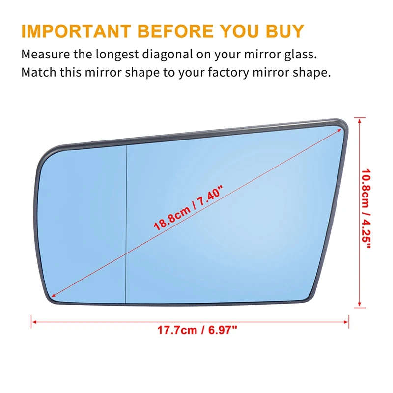Wing Mirror Glass Heated with Backing Plate LH RH for Mercedes-Benz C W202 E W210 S W140 1994+