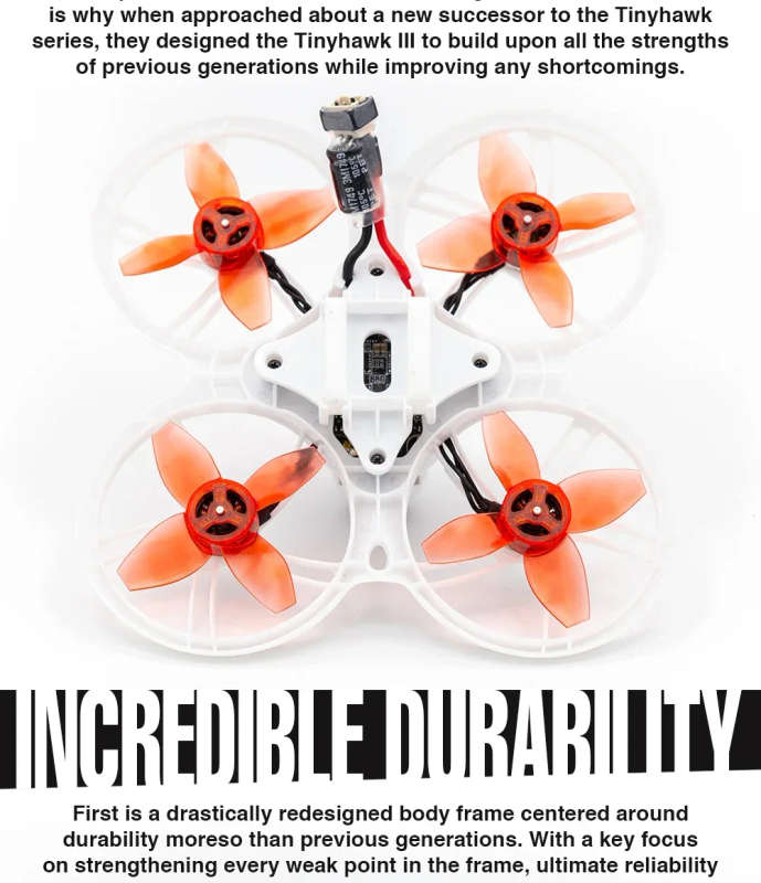 Emax Tinyhawk III RTF Kit 3 FPV Racing Drone F4 15000KV RunCam Nano 4 25-100-200mW