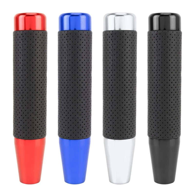 Metal Leather Long Column Car Shift Knob, Size: 18x3.3cm (Black)