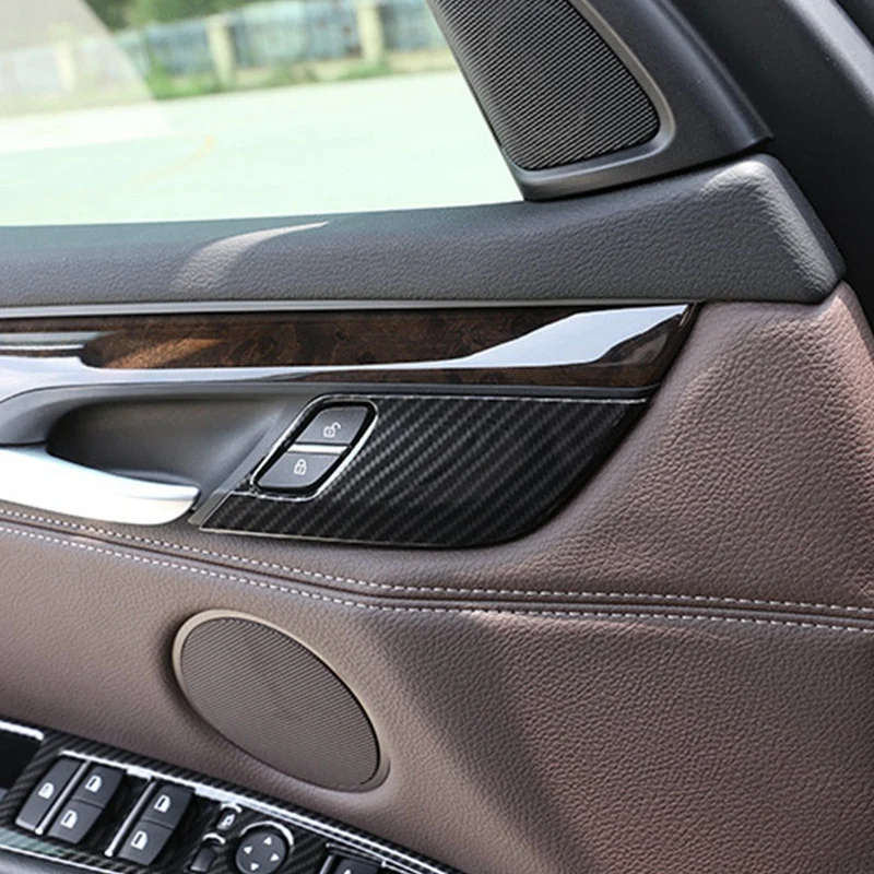 Car Texture Safety Door Lock Handle Bowl Cover Trim For-BMW X5 F15 2014 2015 2016 2017 2018