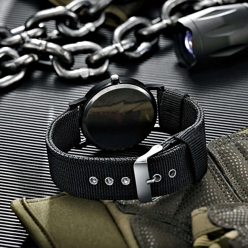 Luminous Nylon Band Military Watch Men Watches Army  Watch - BLACK