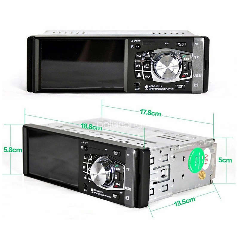 4012B HD 1 Din 4.1 inch Car Bluetooth Radio Receiver MP5 Player, Support FM & TF Card