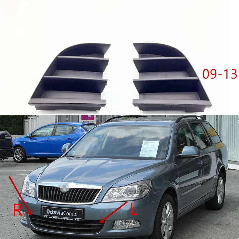 Front Lower Bumper Grilles Grills Grille Trim Fog Lamp Cover For Skoda Octavia Combi 2005-2013