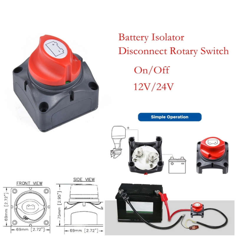 Car Auto RV Marine Boat Battery Isolator Disconnect Rotary Switch Cut with Terminals