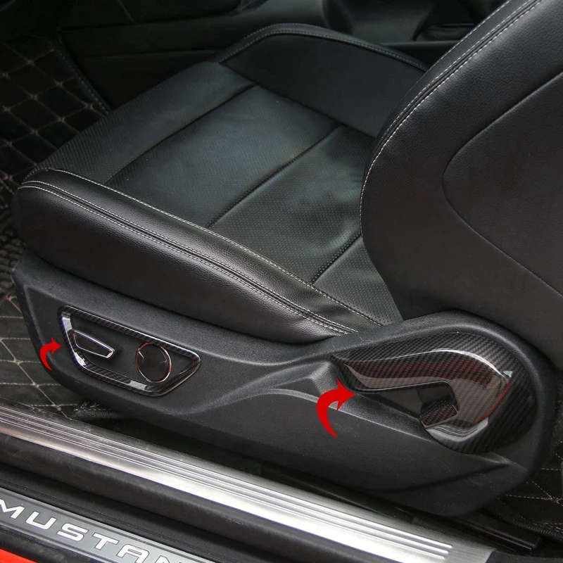 Car Seat Adjustment Backrest Handle Button Switch Handle Decorative Cover Sticker For Ford Mustang