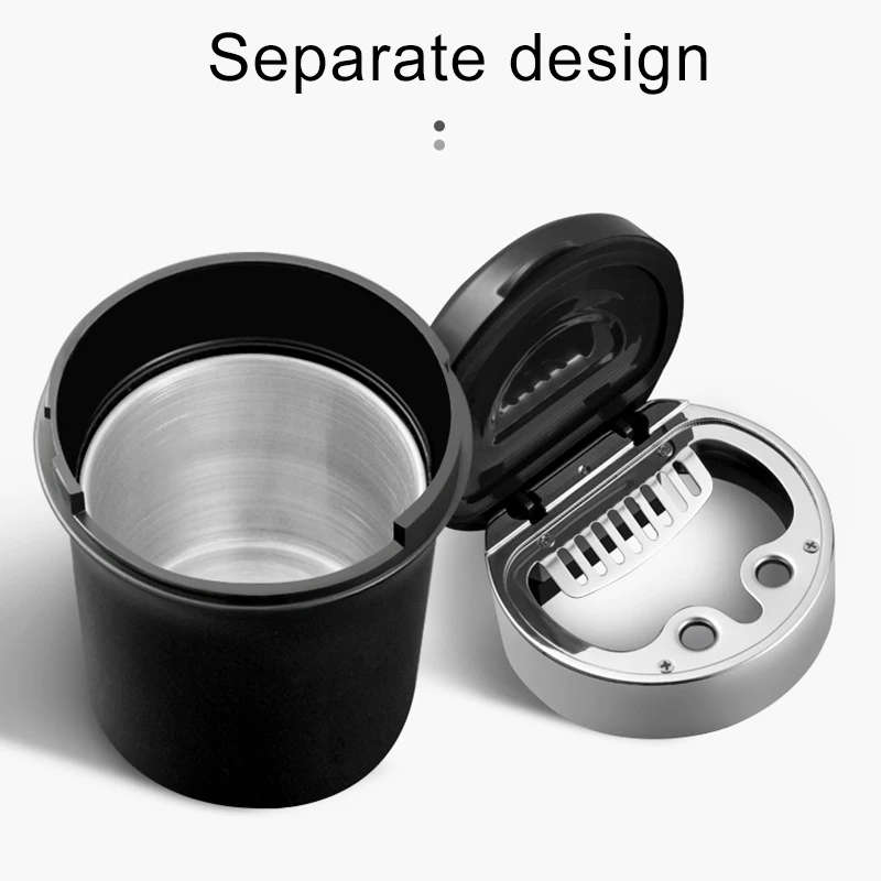 Multi-function Portable Creative LED Car Cigarette Ash Tray Ashtray with Clock (Gold)