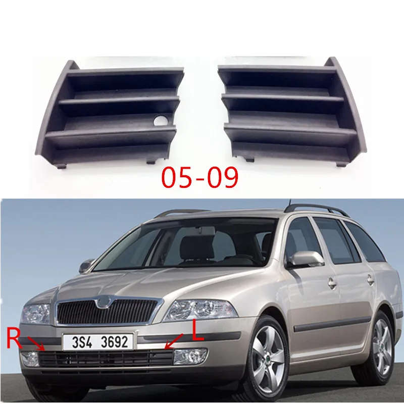 Front Lower Bumper Grilles Grills Grille Trim Fog Lamp Cover For Skoda Octavia Combi 2005-2013