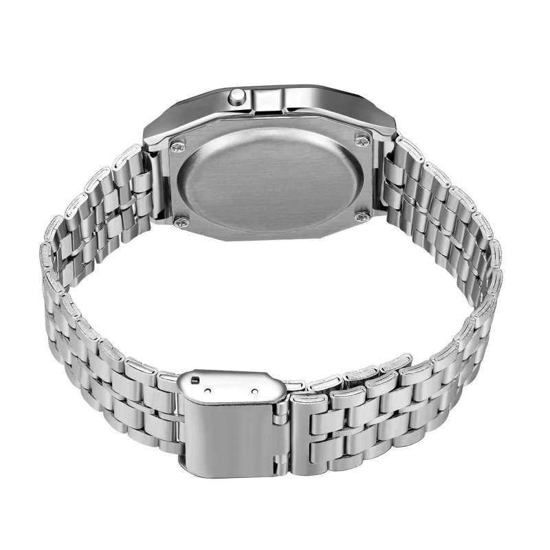 Men`s Digital Watches Luxury Stainless Steel Link Bracelet Wrist Watch