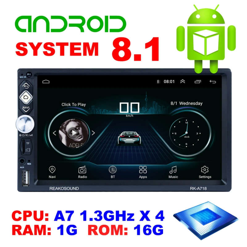 RK-A718 7 inch Universal Android 8.1 Car Radio Receiver MP5 Player, Support FM & Bluetooth