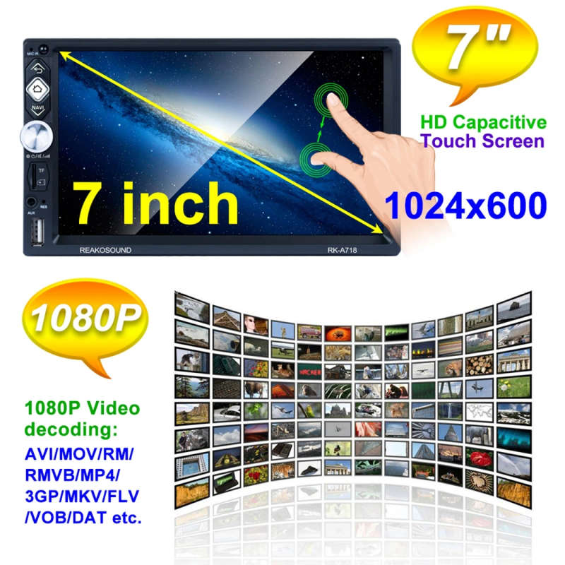 RK-A718 7 inch Universal Android 8.1 Car Radio Receiver MP5 Player, Support FM & Bluetooth