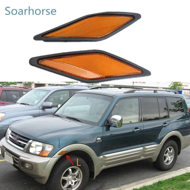 One Pair Front Fender Reflector Light Lamp Trim For Mitsubishi Pajero Montero 2000-2003