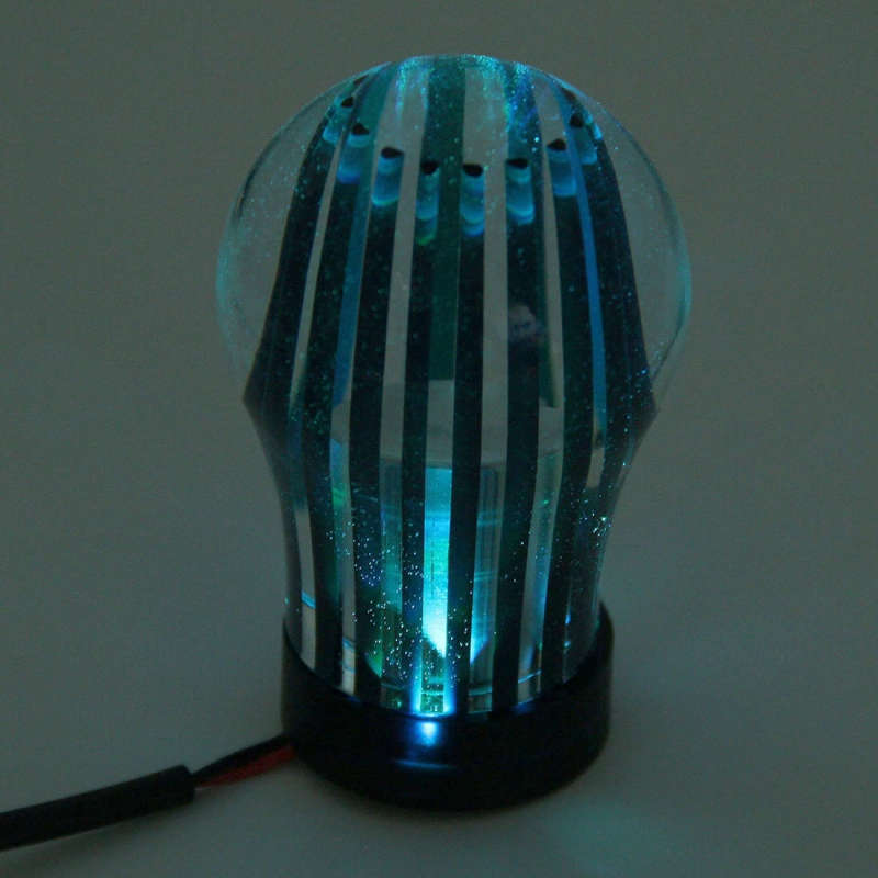 Crystal Three Light Car Breathing Racing Dash LED Magic Lamp Gear Head Shift Knob with Base