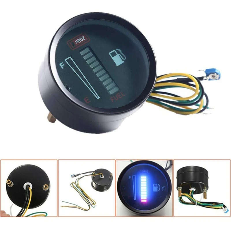 3X 24V 2 Inch 52Mm Universal Car Motorcycle Fuel Level Meter Gauge LED Light Display Fuel Tank Gauge