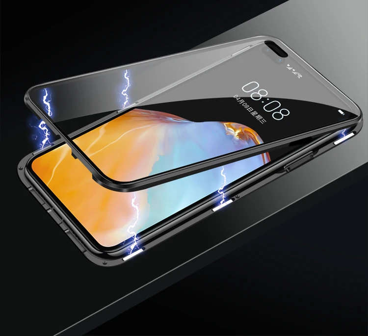 Double Sided Full All-Inclusive Lens Magnetic Phone Case For Huawei P30 Pro - Silver