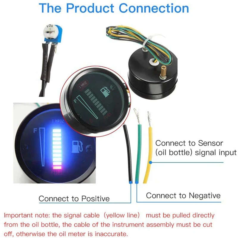 3X 24V 2 Inch 52Mm Universal Car Motorcycle Fuel Level Meter Gauge LED Light Display Fuel Tank Gauge