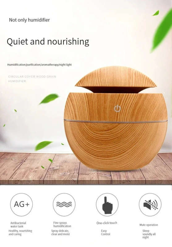 Ultrasonic aroma humidifier with color changing LED