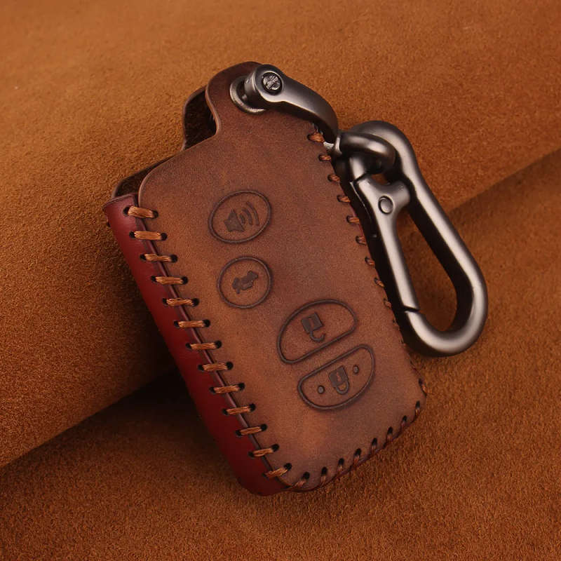 For Toyota Prius Land Cruiser Avalon Prado Leather Car Key Keychain Covers Key Case Bag