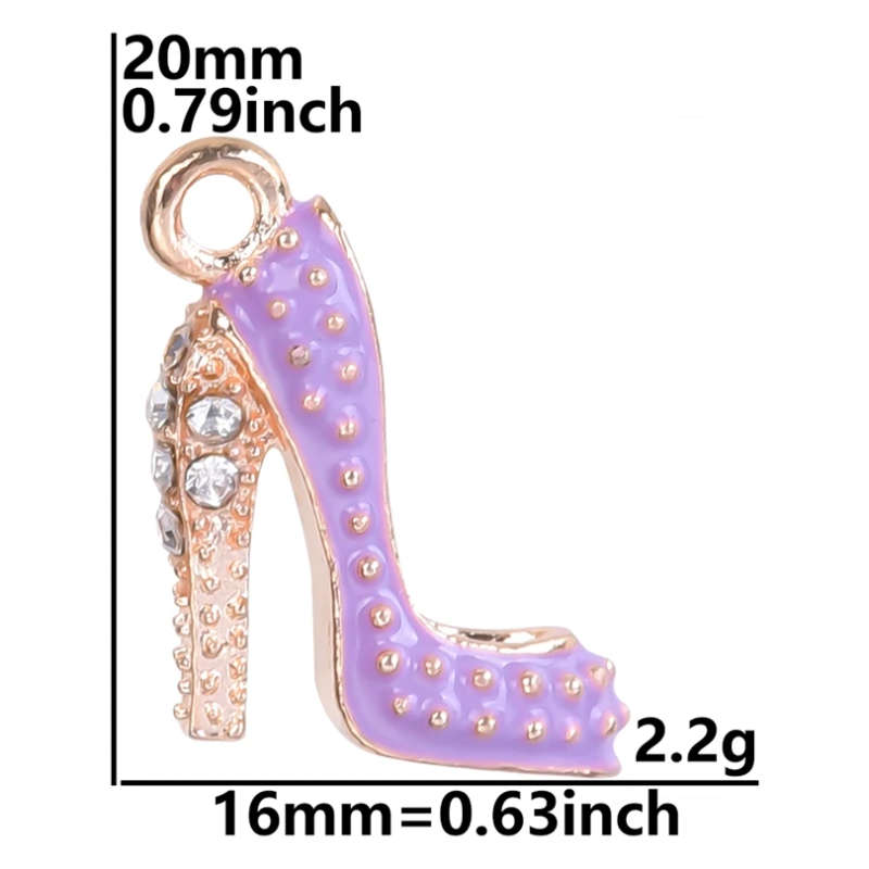 2Pcs 20*16mm Enamel Drop Oil High Heels Charms Pendant - PURPLE