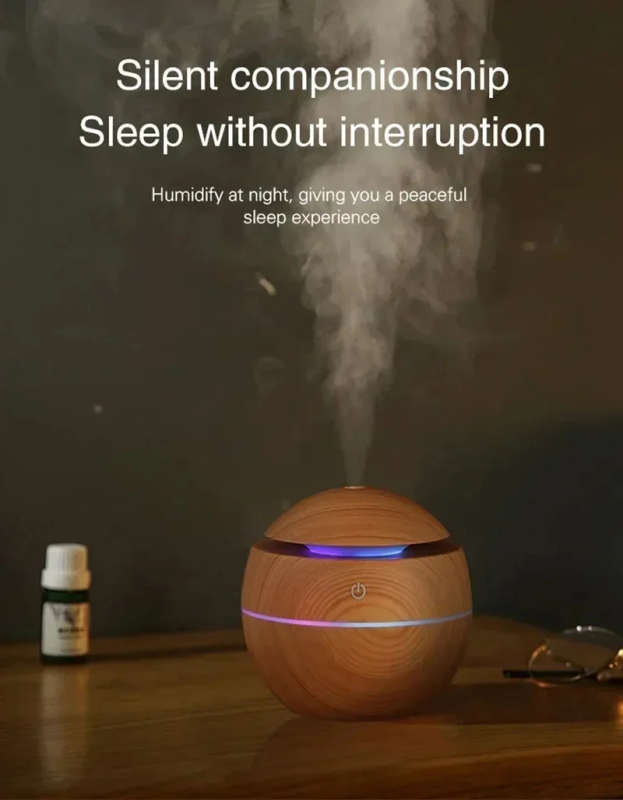 Ultrasonic aroma humidifier with color changing LED