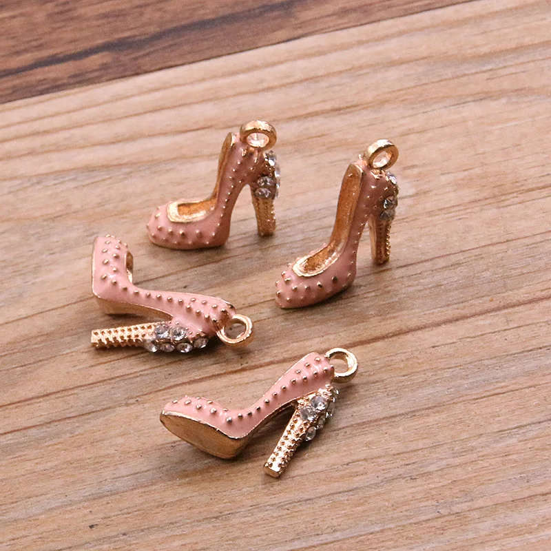 2Pcs 20x16mm Enamel Drop Oil High Heels Charms Pendant - PINK