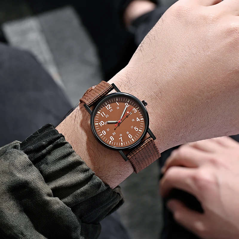Luminous Nylon Band Military Watch Men Watches Army  Watch - BROWN