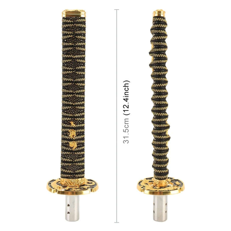 Universal Samurai Shape Manual or Automatic Gear Shift Knob, Length: 31.5cm (Gold)