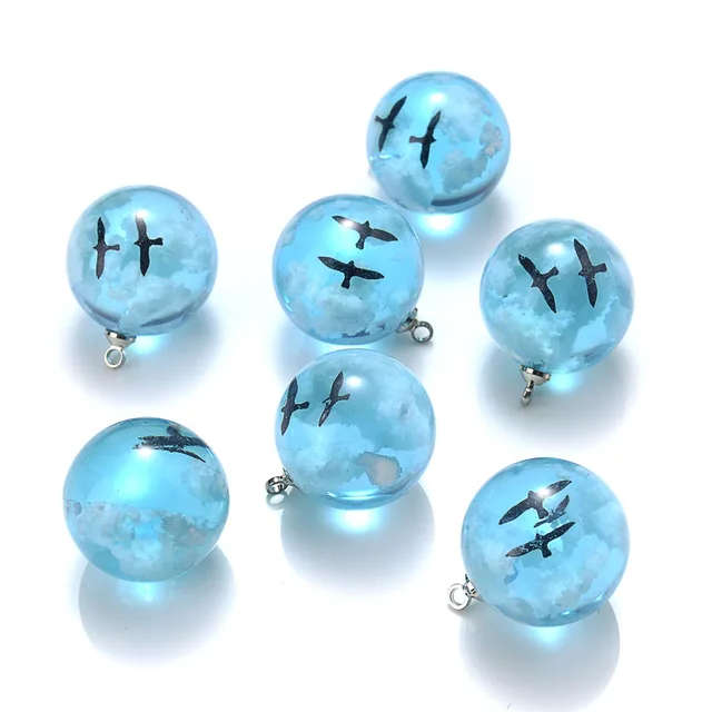 Blue Sky White Cloud Chain Pendant Necklace - Glow in the dark