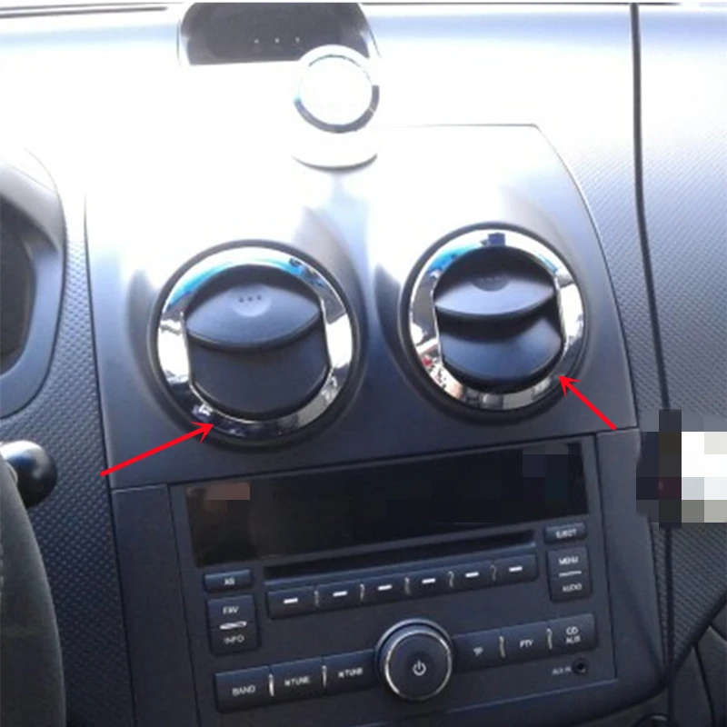 2 PCS For Chevrolet AVEO Chrome Air Conditioning Outlet Decorative Cover Dash A/C Vent Trim Ring