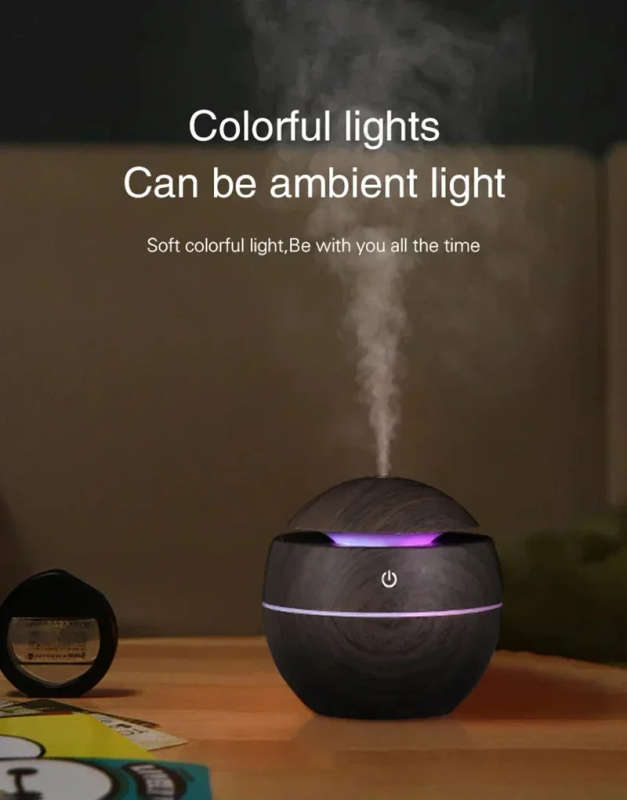 Ultrasonic aroma humidifier with color changing LED