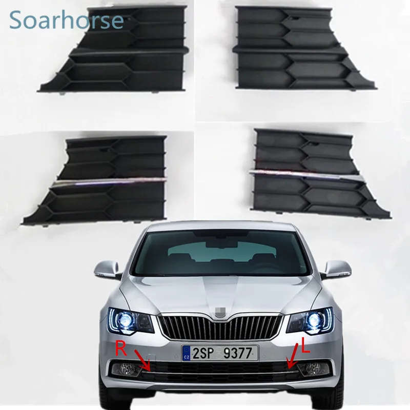 Front Lower Grille Bumper Vent Fog Lamp Light Cover Frame For Skoda Superb 2013-2015