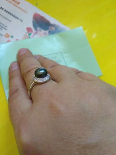 Genuine Natural Black Freshwater Pearl 925 Sterling Silver Genuine Ring - Adjustable