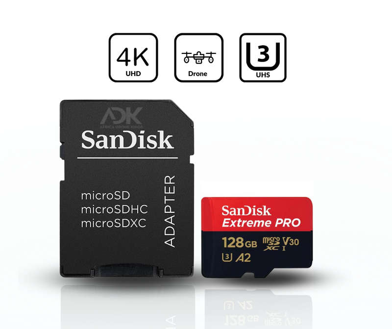 SanDisk Extreme Pro microSD UHS I Card 128GB for 4K Video 200MB/s Read, 90MB/s Write (With Adaptor)