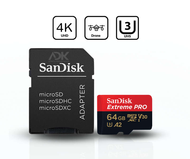 SanDisk Extreme Pro microSD UHS I Card 64GB for 4K Video 200MB/s Read, 90MB/s Write (With Adaptor)