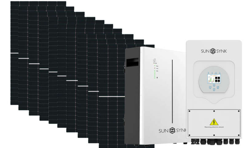 Sunsynk 5KW hybrid invertor + Sunsynk 5.12KWH lithium battery  + 10 NT 550 Watt solar panels